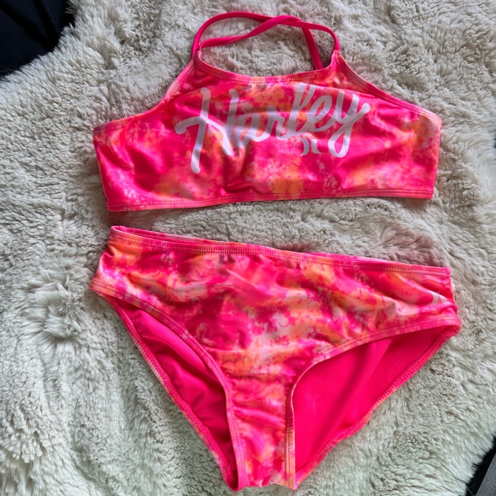 Hurley Pink and Orange Bikinis with Tie-Dye Design